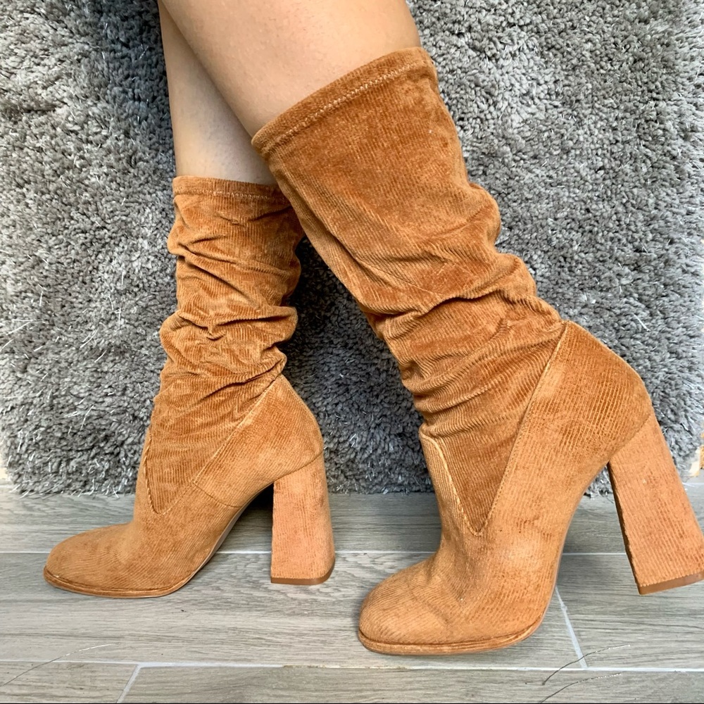 ZARA corduroy heeled boots